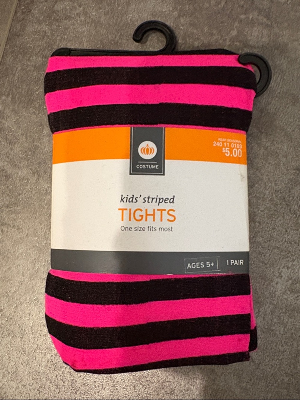 Kids' Striped Hot Pink and Black Tights